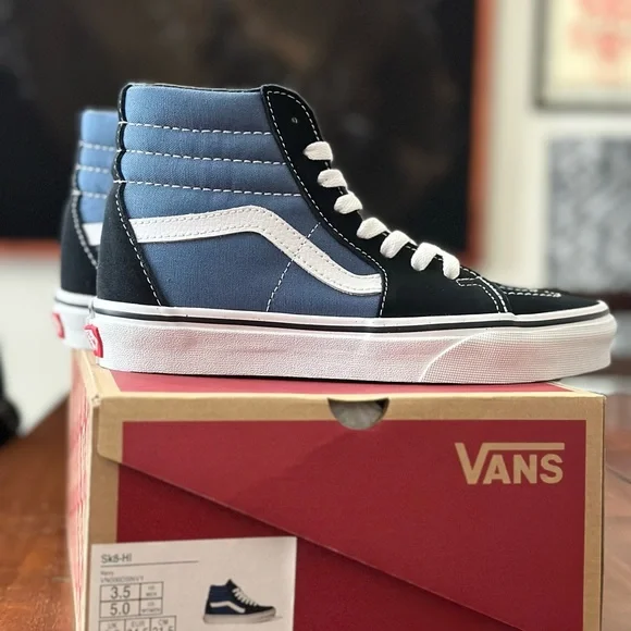 NEW🔥 Navy High Top Vans Sneakers! - Picture 1 of 8